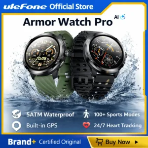 ساعة Ulefone Armor Watch Pro الذكية بشاشة AMOLED مقاس 1.5 بوصة، نظام تحديد المواقع المدمج، مراقب معدل ضربات القلب، ساعة ذكية رياضية للرجال والنساء