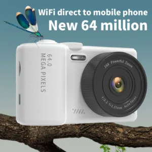 كاميرا رقمية 4K للأطفال والمراهقين مع واي فاي، كاميرا فيديو رقمية بدقة 64 ميجابكسل، شاشة قابلة للطي 3 بوصات، تكبير رقمي 16 ضعفًا، إضاءة LED مدمجة