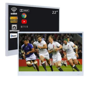 سوريا 22 بوصة لون أبيض مقاوم للماء الحمام سبا فندق التلفزيون المدمج في واي فاي بلوتوث DTV موالف أندرويد IP66 التلفزيون