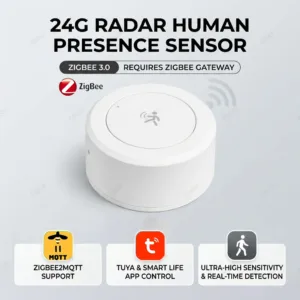 مستشعر رادار Zigbee 24G Mmwave للكشف عن الحركة/الاستقامة للأشخاص، متوافق مع نظام Tuya Z2M للمنزل الذكي والأمن والتحكم الآلي والإنذار