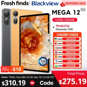 【العرض الأول في العالم】Blackview MEGA 12 Tablet 5G 12.2 بوصة 2.4K 120 هرتز أبعاد العرض 7200 CPU IP69K مقاوم للماء 50MP 10000mAh Pad PC