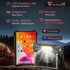 تابلت اندرويد 15 Cubot TAB KingKong S، بطارية 15300 مللي أمبير، 16 جيجابايت (6+10)، 256 جيجابايت، شاشة 10.1 بوصة 90 هرتز، ضوء تخييم، كاميرا 48 ميجابكسل