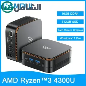 KAMRUI AMD Ryzen 3 4300U Mini PC 16GB DDR4 512GB M.2 SSD كمبيوتر صغير WIFI 2.4 + 5G BT4.2 Triple 4K @ 60 هرتز عرض UHD للمكتب