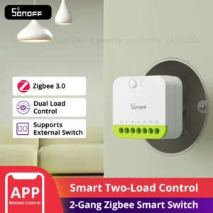 SONOFF MINI-ZB2GS MINI DUO 2-Gang Zigbee مفتاح ذكي مزدوج التحكم في الحمل Zigbee 3.0 إشارة التوافق مع محور زيجبي متعدد