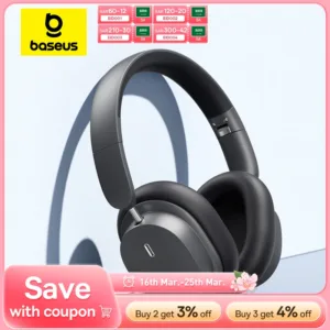 Baseus Bowie D05 سماعة رأس لاسلكية بلوتوث 5.3 سماعة HIFI مستوى سماعة 40 مللي متر سائق قابلة للطي فوق الأذن سماعة 70H الوقت